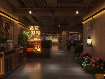 工业风火锅店3D模型下载